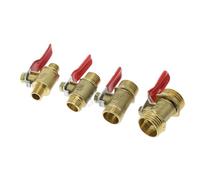 Brass Ball Valve 1/8" 1/4" 3/8" 1/2" Male to Male BSPT Thread with Red Lever Handle Connector Joint Pipe Fitting Coupler(1/4")