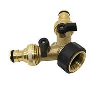Brass Ball Valve 3 Way, Brass Female 3/4" 2 Way Tap Water Splitter, 5/8" Garden Y Quick Connector Irrigation Valve Hose Pipe Adapter 1pcs(A)