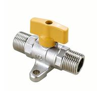 Brass Ball Valve with Mounting Base, 1/2“ Double Male Thread, High-Flow Full-Port Shut-Off with Handle