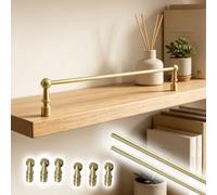 Brass Bar Shelf Front Guard Rail Fence for Hanging Shelving, with 3 Spindle