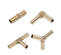 Brass Barb Pipe Fitting Straight Elbow TY Shape 2 3 Way Connector Adapter Suitable for 4mm to 19mm 8/10/14/16mm Hoses Reducing Copper(Elbow 2P,A 8MM_B 6MM)