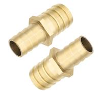 Brass Barb Reducing Splicer Mender Union, 25mm to 19mm Hose ID, 1" Barbed x 3/4" Barbed Fitting, Air Water Fuel Hose Reducer Joiner (Pack of 2)