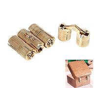 Brass Barrel Hinges, Concealed Invisible Hinges for Jewelry Boxes, Copper with Gold Plating, 10mm and 12mm, 4 Pieces