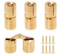 Brass Barrel Hinges - Hidden Concealed Furniture Hinges, 180 Degree Opening Angle, 12mm Diameter, Pack of 8