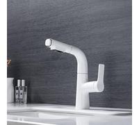 Brass Basin Faucet - Adjustable Height Pull-Out Sink Tap, Hot & Cold Mixer for Bathroom, Bar, RV - Single Hole Design