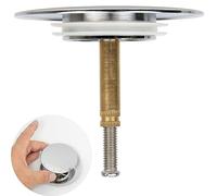Brass bath plug, 1 pack, Ø 72 mm valve cone, high-gloss chrome, suitable for Viega Rotaplex, Hansgrohe, Grohe drain set, 34-52 mm eccentric spigot, bath drain plug with pin