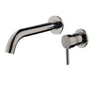 Brass Bathroom Basin Faucet Wall Sink 360 Swivel Spout Mounted Bath Mixer Tap Crane Antique Bronze Finished(Nickel Brush Split)