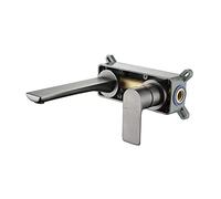 Brass Bathroom Concealed Basin Faucet Into The Wall Cold and Hot Hidden Simple Wall Out Matte Black Faucet,Brushed Grey