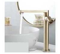 Brass Bathroom Faucet Hot and Cold Rotating All Copper Toilet Modern Design Wash Basin Faucet(Brushed Gold)