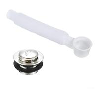 Brass Bathtub Waste Set with Siphon Overflow Drain Kit P-Trap Assembly Bathroom Plumbing Fixtures Tub Drainage System for Home Improvement White Silver