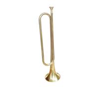 Brass Bb Cavalry Bugle with Gloves - 47cm Marching Horn for Ensembles & Ceremonies (Gold Finish)
