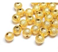 Brass Beads Star Dust Beads Stardust Metal Beads 4/6/8 mm Round Spacer Between Beads (Gold - 50 Pieces, 6 mm)