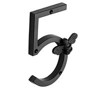 Brass bee House Number with Bee design | 5 inch Modern Door Sign Numbers Signs Plaques | Street Home Address Numerals, Black Iron Metal 0-9 (5)