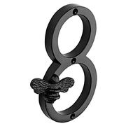 Brass bee House Number with Bee design | 5 inch Modern Door Sign Numbers Signs Plaques | Street Home Address Numerals, Black Iron Metal 0-9 (8)