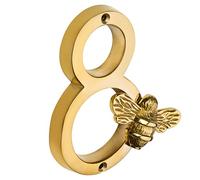 Brass bee Premium House Numbers with Bee in Brass Finish 0-9 - 4 Inch (Number 8)