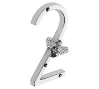 Brass Bee Premium House Numbers With Bee In Nickel Finish 0-9 - 5 Inch Number 2 With Bee
