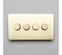 Brass Bee Satin Brass Switches And Sockets - Straight Knurled Design 4 Gang Dimmer - 2 Way