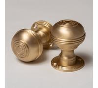Brass bee Solid Brass Door Knobs - Ringed Satin Brass (Pair) Thumbturns & Latches Solid Brass Door Knobs - Ringed Satin Brass (Pair)