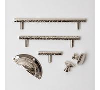 Brass bee Solid Brass Nickel Hammered Cabinet Pull Handles & Knobs - Polished Nickel Finish Hammerd 160mm Cabinet Handle
