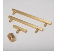 Brass bee Solid Brass Straight Knurled Kitchen Pull Handles & Knobs - Satin Brass Finish Backplate Appliance