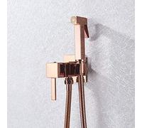 Brass Bidet Faucet & Shower Mixer Square Design Hot & Cold Water Rose Gold Bathroom Tap Premium Quality Adjustable Shower Sprayer for Toilets & Bidets