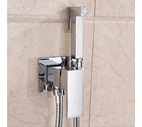 Brass Bidet Faucet Square Shower Mixer Chrome Polished Hot & Cold Water Tap Bathroom Shower Sprayer Toilet Faucet Durable Bidet Mixer for Modern Bathrooms