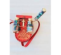 Brass Binoculars Opera Glasses with Mother of Pearl Natural-Nautical Binocular-spyglasses-Maritime Velvet Case Decor-Christmas-Groomsmen