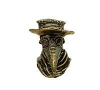 Brass Bird-Beak Plague Crow Doctor Head Model EDC Beads Pendant Jewelry Making Supplies,Personality DIY Outdoors Tools Paracord Beads Charm Lanyard Hand-Woven Accessories, Brass, No Gemstone