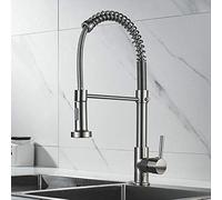 Brass Black Kitchen Faucet - 360° Flexible Deck-Mounted Mixer Tap, Hot & Cold Water, Brush Nickel Finish, Perfect for Kitchens
