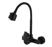 Brass Black Wall Mounted Kitchen Faucet Hot and Cold Water Rotation 2 Modes Nozzles Kitchen Sink Faucets