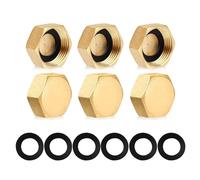 Brass Blanking Cap,6Pcs 1/2 inch Blanking Nut Caps,Radiator Blanking Stop Cap Plug Leak-Proof Brass Cap Plumbing Fittings with Seals for Washing Machine Radiator Valve Caps Faucets Tap