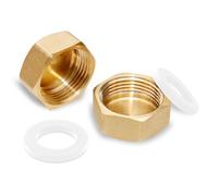 Brass Blanking Cap Radiator Valve caps 3/4" Inch Hex Brass Blanking Nut Caps for Washing Machine Sink Blanking Cap Plumbing Fittings Includes Sealing Washer
