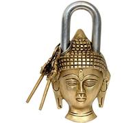 Brass Blessing BUDDHA Face Type Padlock - Lock with Key - Brass - From (5046)