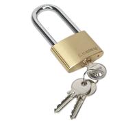 Brass Body Padlock Long Shackle 50mm - Sealey PL102L New