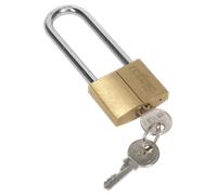 Brass Body Padlock with Brass Cylinder Long Shackle 40mm - Sealey S0989 New