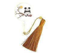 Brass Bookmark with Tassel | Circular Fan Design for Books/Magazines/Journals | 4 Styles Chinese Style Present for Readers/Students/Book Lovers (Admiring The Moon)