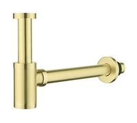 Brass Bottle Trap 1 1/4, Round Decorative P-Trap with 200mm Extension Tube, Adjustable Waste Traps Plumbing Drain Tube for Bathroom Sink Basin Vessel, Brushed Gold