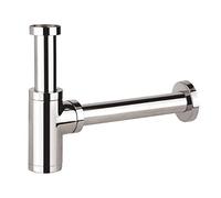 Brass Bottle Trap 1 1/4, Round Decorative P-Trap with 200mm Extension Tube, Adjustable Waste Traps Plumbing Drain Tube for Bathroom Sink Basin Vessel, Chrome