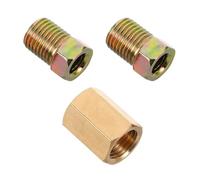 Brass Brake Line Fittings Kit 3pcs 3/8-24 Thread for 3/16 Inch Tubing | Three-piece Set, Golden Finish, Secure High-pressure Connections, Suits Inverted Flare Fittings, Copper Nickel Oil Pipe