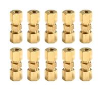 Brass Brake Pipe Fittings 4/10Pcs Brake Lines Pipe Brass Connector For Line Without Flaring 4.75mm 3/16" Fittings Straight Reducer Compression(10Pcs)