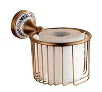 Brass Bronze Bath Towel Hook Paper Towel Toilet Brush Holder Antique Blue And White Porcelain Bathroom Hardware Accessories Set,paper towel box WFJ