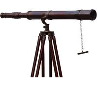 Brass Bronze Telescope Floor Standing Tripod Base Nautical Ship Us Navy Decor