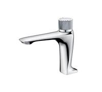 Brass Brushed Gold Bathroom Constant Temperature Basin Faucet Push Button Switch Deck Mounted Hot Cold Mix Sink Faucet(Cromo)