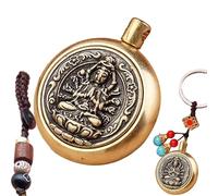 Brass Buddha Car Key Chain, Vintage Chinese Key Chain | Lucky Car Pendant Bag Decoration, Lanyard Ancient Chinese Keyrings for Men, Women, Thousand-armed Guanyin, Refer to description
