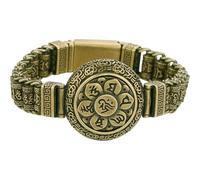 Brass Buddhist Scriptures Cuff Bangles Pure Copper Buddhism Lucky Bracelets Vintage Rotating Women Men Hands Jewelry