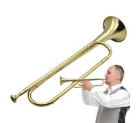 Brass Bugle Horn - Trumpet Instrument Cavalry | Portable Retro B Flat Trumpet For Kids Teens Beginners, Marching Band Practice Bugle With Mouthpiece, Traditional Style Wind Instrument For Stu