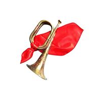 Brass Bugle Scouting Trumpet Bugle Cavalry Trumpet Marching Bugle for Band Children, Retro