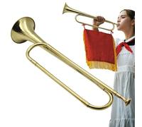 Brass Bugle Trumpet - Lightweight Marching Horn, Traditional Signal Instrument, Polished Metal Wind Accessory For Students, Performances, Training, Army Style Music