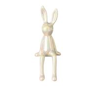 Brass Bunny Figurine, Ceramic Electroplating Decoration, Easter Home Decoration, Multifunctional Desktop Ornament, Elegant Gift Choice (White)