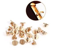 Brass Button Stud Screwback Set, 5/6.5/8mm, 10 Sets, Gold, for Leather Belt DIY